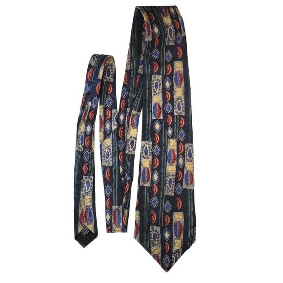 Giovanni Colorful Mixed Pattern Silk Mens Neck Tie Multicolor 58X4 Geometric - Picture 3 of 7